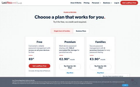 Pricing by Plan | LastPass