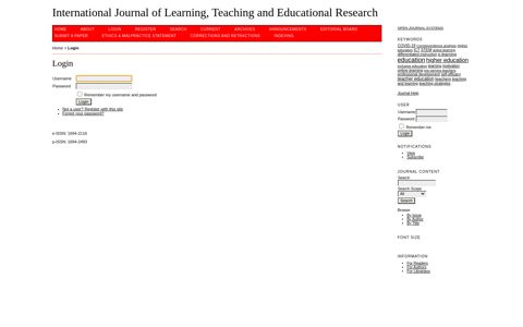 Login - International Journal of Learning, Teaching and ...