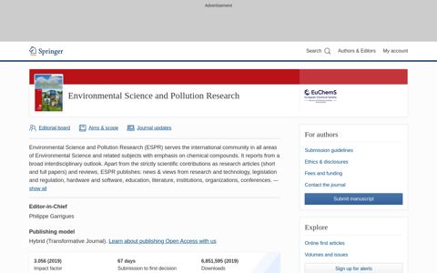 Environmental Science and Pollution Research | Home
