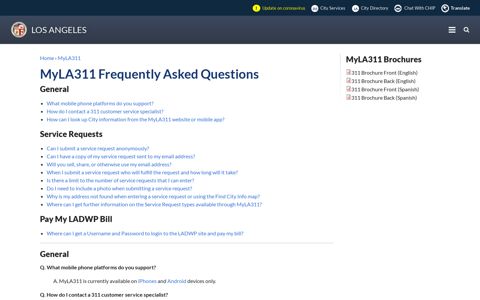 MyLA311 Frequently Asked Questions | City of Los Angeles