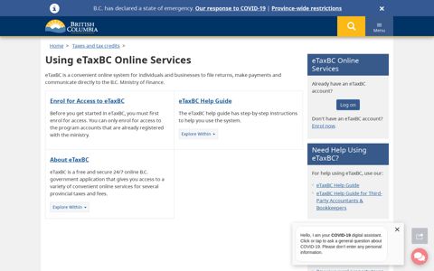 Using eTaxBC Online Services - Province of British Columbia