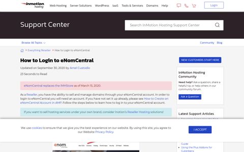 How to Login to eNomCentral 2020 - InMotion Hosting