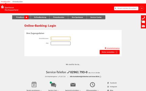 Login Online-Banking - Sparkasse Hochsauerland