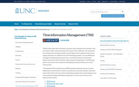Time Information Management (TIM) - UNC Research