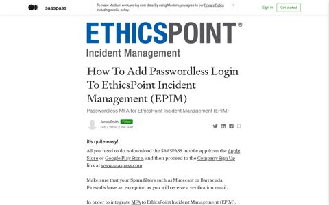How To Add Passwordless Login To EthicsPoint Incident ...