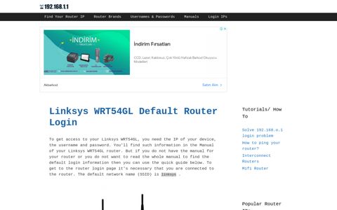 Linksys WRT54GL - Default login IP, default username ...