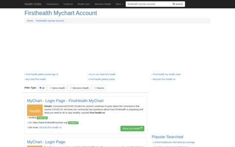Firsthealth Mychart Account - Health Golds