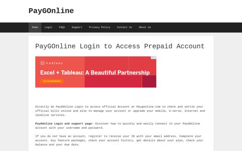 PayGOnline Login to Access Prepaid Account