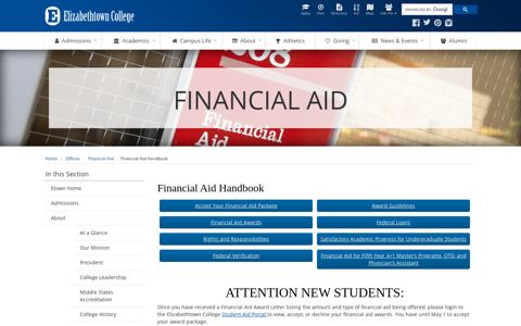 Financial Aid Handbook - Elizabethtown College
