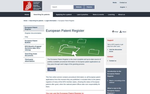 European Patent Register - EPO