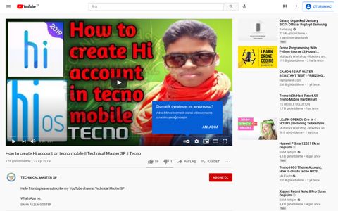 How to create Hi account on tecno mobile ... - YouTube