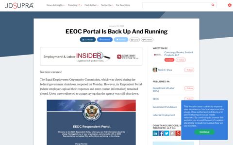 EEOC Portal Is Back Up And Running | Constangy, Brooks ...