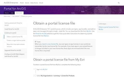 Obtain a portal license file—Portal for ArcGIS | ArcGIS Enterprise