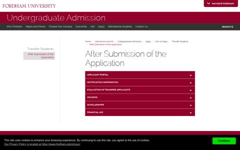 After Submission of the Application | Fordham