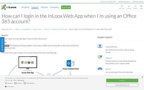 How can I login in the InLoox Web App when I´m using an ...