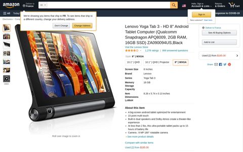 Lenovo Yoga Tab 3 - HD 8" Android Tablet ... - Amazon.com