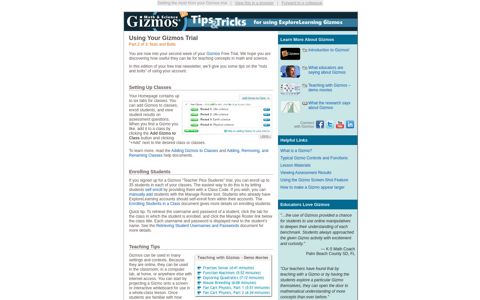 Using Your Gizmos Trial - Part 2
