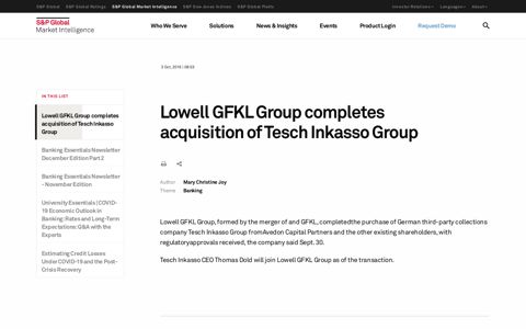 Lowell GFKL Group completes acquisition of Tesch Inkasso ...