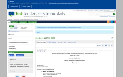 Services - 227534-2020 - TED Tenders Electronic Daily