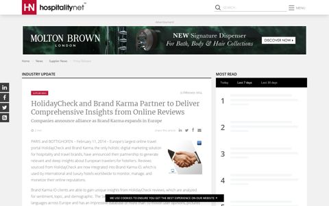 HolidayCheck and Brand Karma Partner to Deliver ...