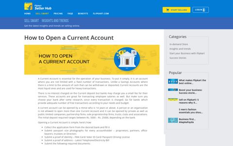 How to Open a Current Account - Flipkart Seller