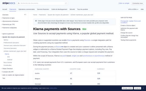 Klarna payments with Sources - Stripe