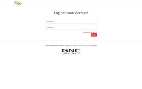 GNC Pro Box Portal: Login