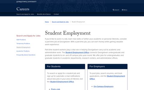 Student Employment | Careers | Georgetown University