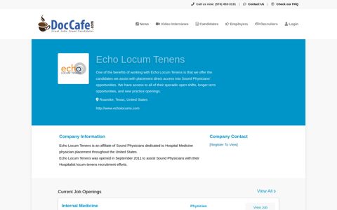 Echo Locum Tenens Profile · DocCafe.com