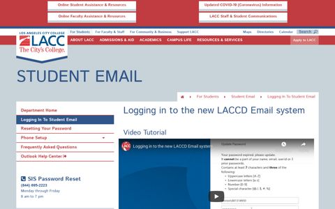 Logging In To Student Email - Los Angeles City College
