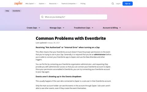 Common Problems with Eventbrite | Eventbrite | Help ... - Zapier