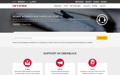 Support Center - Hetzner Online GmbH
