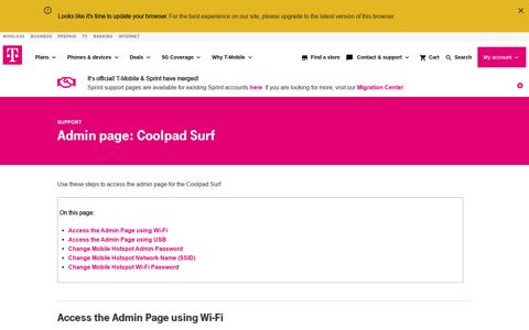 Admin page: Coolpad Surf | T-Mobile Support
