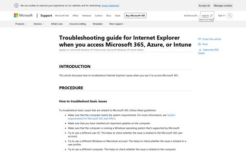Troubleshooting guide for Internet Explorer when you access ...