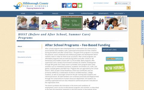 HOST (Before and After School, Summer Care) Programs