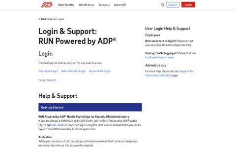 Login & Support | ADP RUN Login for Employees and ...