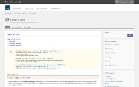 Feature Wiki: Opencast (API) - ILIAS E-Learning