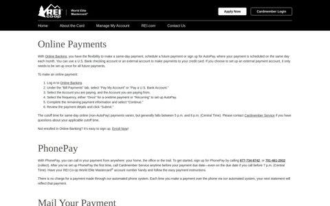 REI Co-op World Elite Mastercard® | Making a Payment