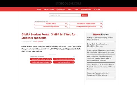 GIMPA Student Portal: GIMPA MIS Web for Students and Staffs