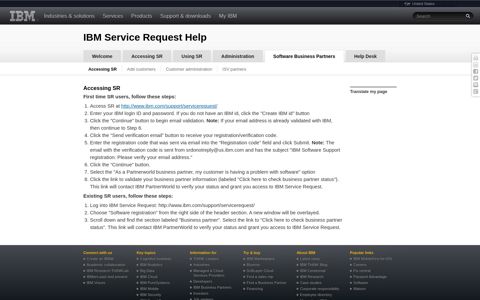 Accessing SR - IBM Service Request Help - United States