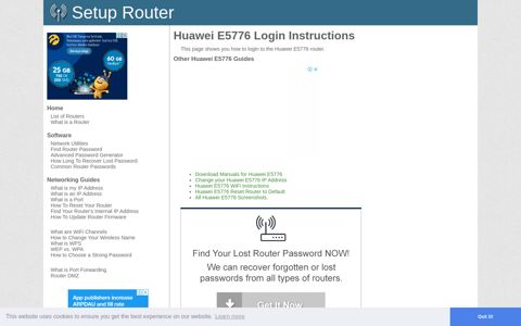 How to Login to the Huawei E5776 - SetupRouter