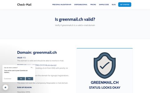 Is greenmail.ch valid e-mail domain - Check-Mail