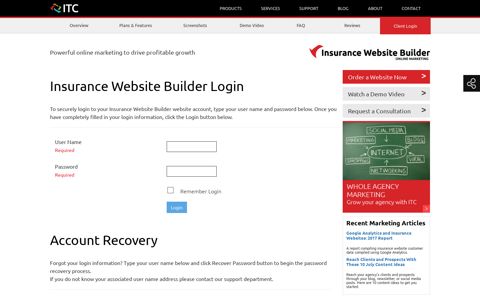 Client Login - Insurance Website Builder