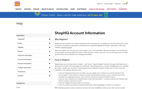 ShopHQ Account Information - ShopHQ | Boutique Shopping