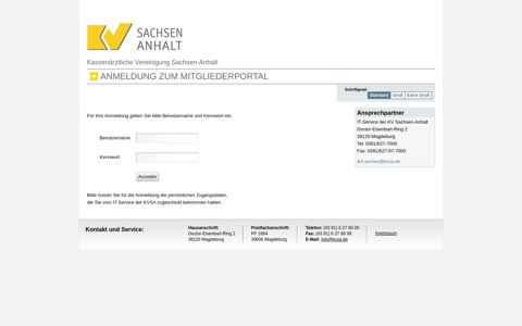 Anmeldung zum Mitgliederportal - KVSA - Kassenärztliche ...