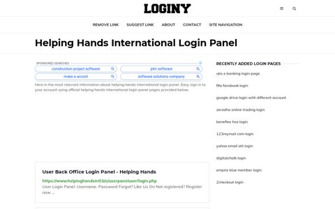 Helping Hands International Login Panel ✔️ One Click Login
