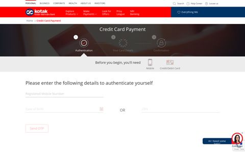 Credit Card Payment - Kotak Mahindra Bank