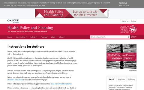 Instructions for Authors | Health Policy and Planning | Oxford ...