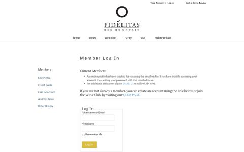 Members - Login - Fidelitas Wines