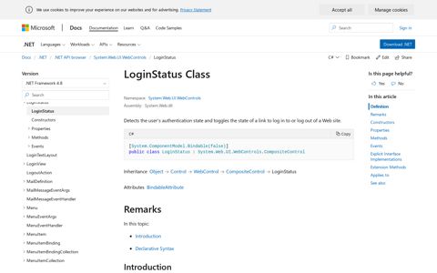 LoginStatus Class (System.Web.UI.WebControls) | Microsoft ...